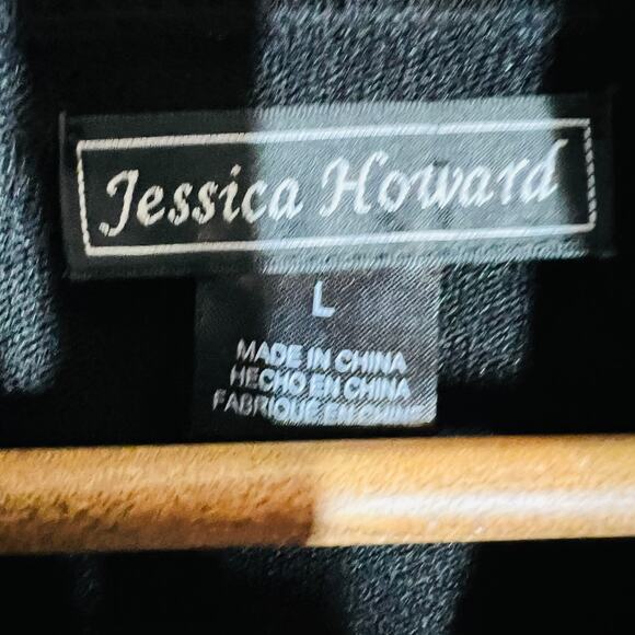 Jessica Howard Knit Shift Dress Cowl Neck Black Animal Accent - L - Picture 5 of 5